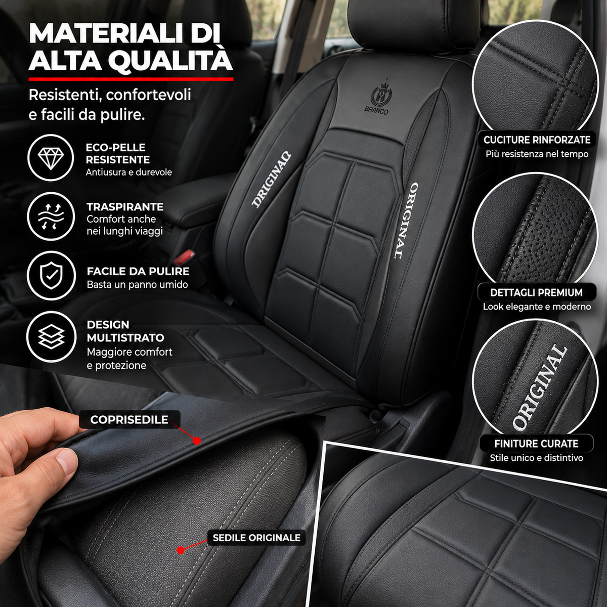 Coprisedili Auto Premium™ – Interni Come Nuovi in Pochi Minuti | Set da 2
